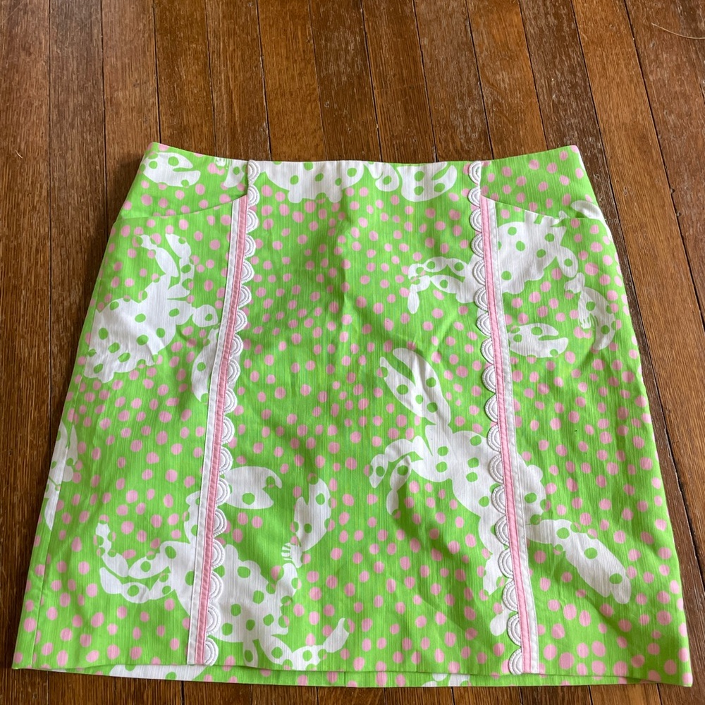 Lilly Pulitzer Green and Pink Mini Pencil Skirt